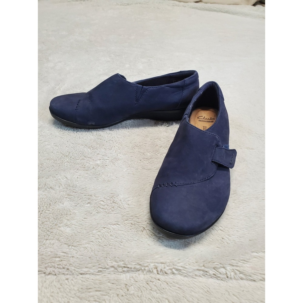 Clarks Navy Blue Loafers Shoe‎ 7.5 Classic Old Money Minimalist Capsule Office